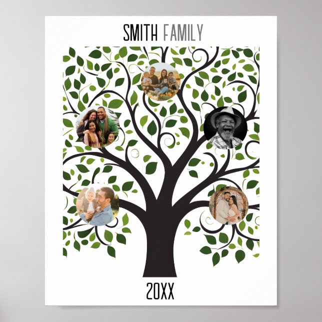 Familienbaum mit Fotos - individuell anpassbare Fa Poster (Vorne)