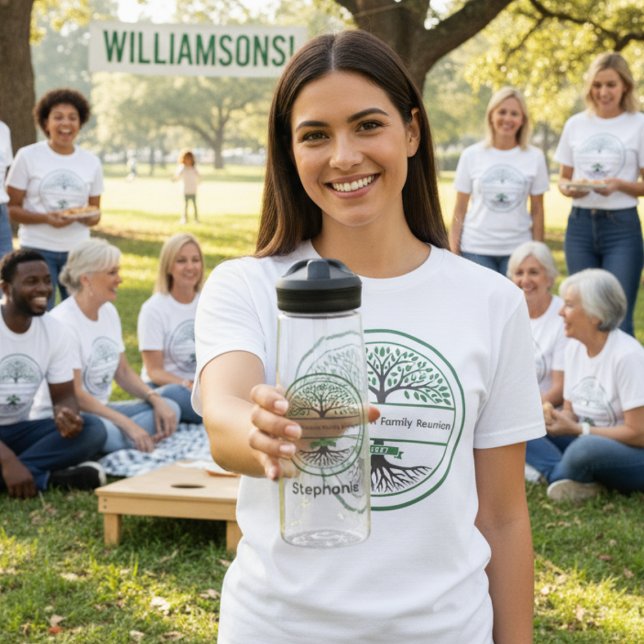 Familienbaum mit Roots-Feier Trinkflasche (Family reunion personalized water bottle)
