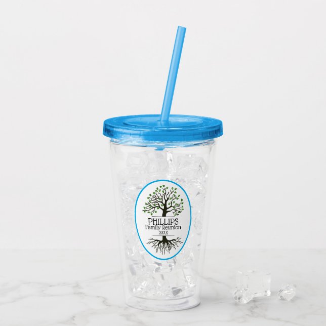 Familienbaum Wiedersehen Acryl-Tumbler Acryltrinkbecher (Rückseite Ice)