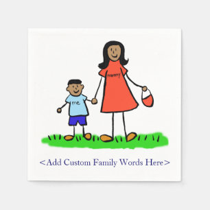 Familiencharakter von Mutter und Sohn Custom Napki Serviette