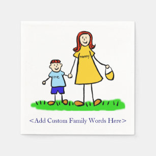 Familiencharakter von Mutter und Sohn Custom Napki Serviette