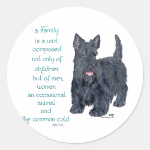 Familiendynamik - Schottische Terrier Wit & Wisdom Runder Aufkleber