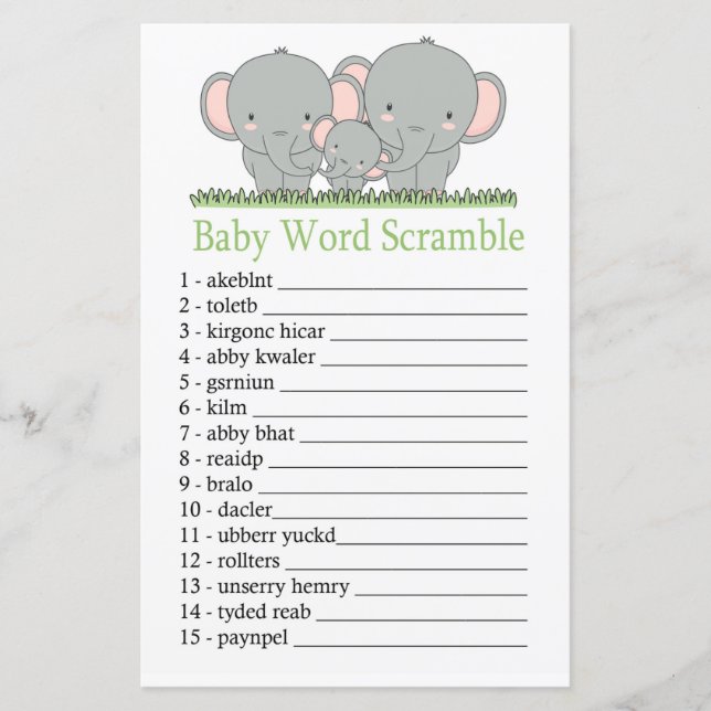 Familienelefant Baby Wortspiel (Vorderseite)