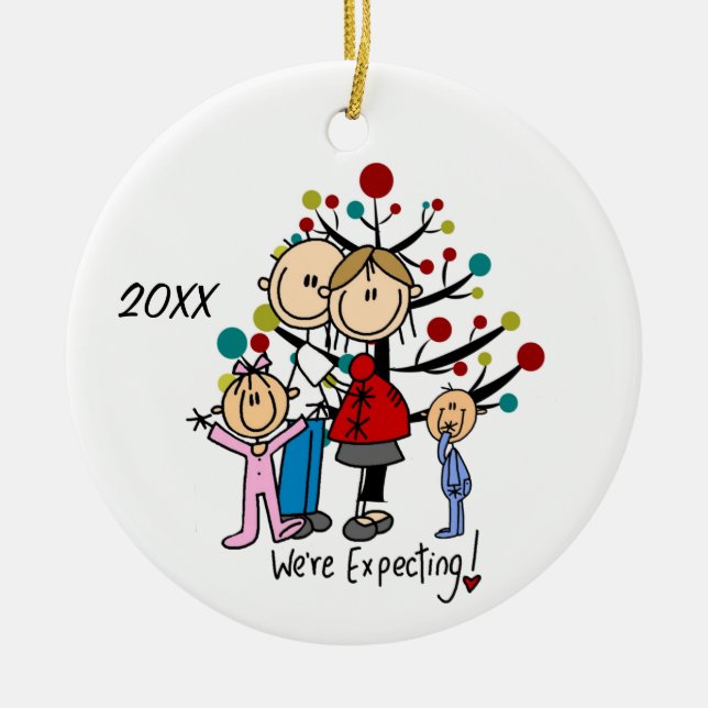 Familienexperte Paar Zwei Kinder Keramik Ornament (Vorne)