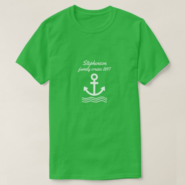 Familienfahrt mit Anker und Wellen T-Shirt (Design vorne)