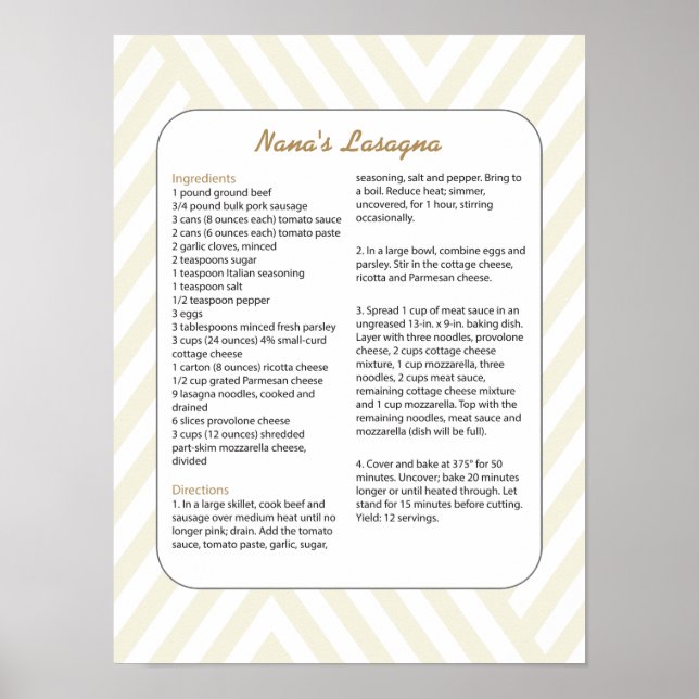 Familienfavorit Rezept Zickzack - Lasagna Poster (Vorne)