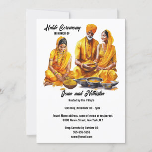 Familienfeier Haldi Bridal Segen turmerisch Einladung