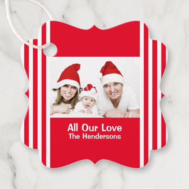 Familienfeiern Foto wünscht Jakobsmuschel Geschenkanhänger (Vorderseite)