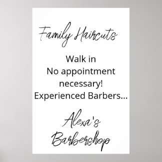 Familienfeiern Spaziergang im Barbershop Salon Pos Poster