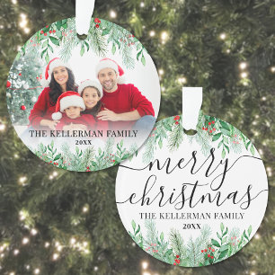 Familienfoto Botanisch Frohe Weihnachten Ornament