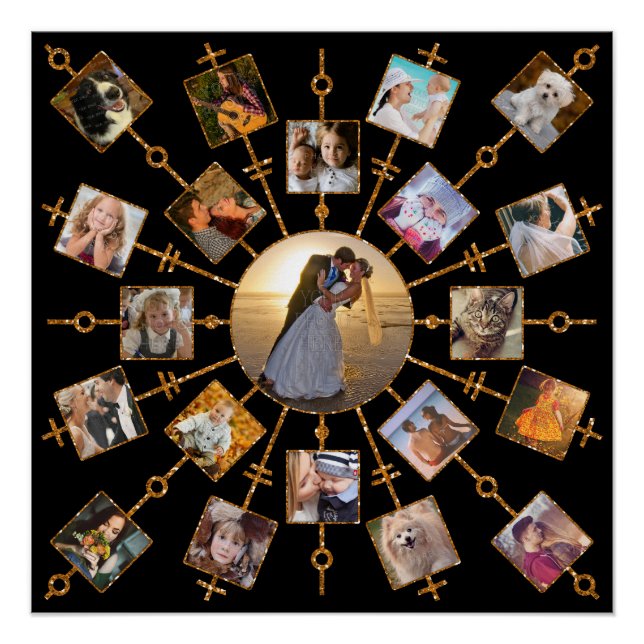 Familienfoto Collage 21 Bilder Hübsch Schwarzes Go Poster (Vorderseite)