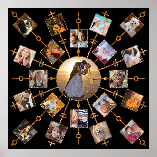 Familienfoto Collage 21 Bilder Hübsch Schwarzes Go Poster (Vorne)