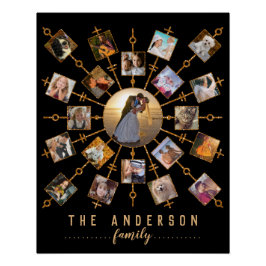 Familienfoto Collage 21 Bilder Schwarzes Gold + Na Poster