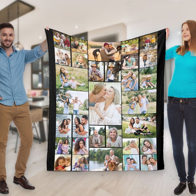 Familienfoto Collage 31 Picture Black Fleecedecke (Von Creator hochgeladen)