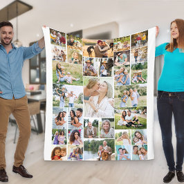 Familienfoto Collage 31 Picture White Fleecedecke