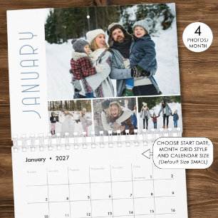 Familienfoto-Collage 4 pro Monat Modern Kalender