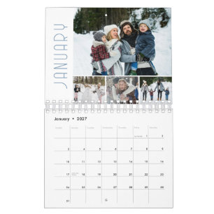 Familienfoto-Collage 4 pro Monat Modern Kalender