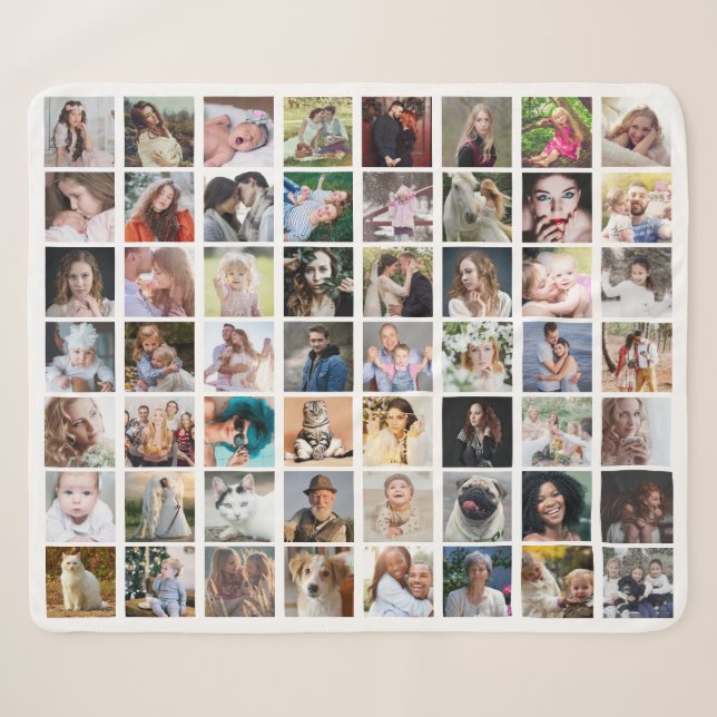 Familienfoto Collage 56 Square Picture Easy Custom Sherpadecke (Vorderseite (Horizontal))