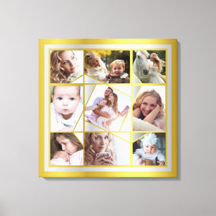 Familienfoto Collage 9 Instagram Pic Gold Silver Leinwanddruck