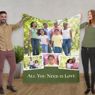 Familienfoto-Collage Alles was du brauchst ist Lie Fleecedecke