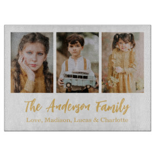 Familienfoto-Collage-Andenken 3 Fotos Schneidebrett