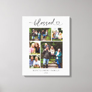 Familienfoto-Collage-Andenken Gesegnetes Herz Schr Leinwanddruck