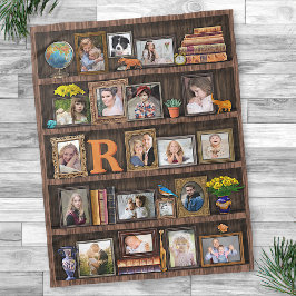 Familienfoto Collage Antique Bookcase Personalisie Fleecedecke