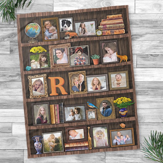 Familienfoto Collage Antique Bookcase Personalisie Fleecedecke (Von Creator hochgeladen)