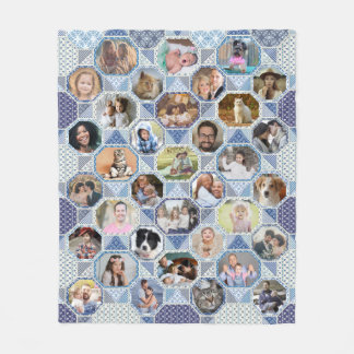 Familienfoto Collage Blue Quilt Look 35 Bilder lei Fleecedecke