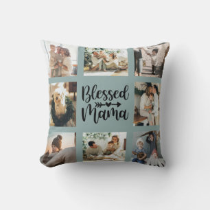 Familienfoto-Collage der gesegneten Mutter Kissen