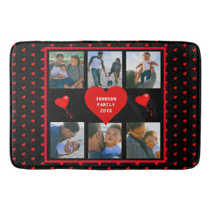 Familienfoto Collage Familie Herz Schwarzer Hinter Badematte