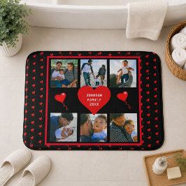 Familienfoto Collage Familie Herz Schwarzer Hinter Badematte