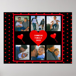 Familienfoto Collage Familie Herz Schwarzer Hinter Poster