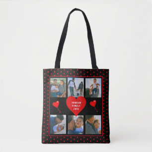 Familienfoto Collage Familie Herz Schwarzer Hinter Tasche