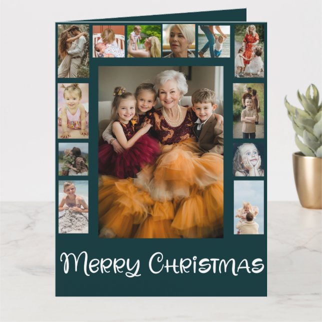 Familienfoto Collage Frohe Weihnachten Karte (Kleine Pflanze)