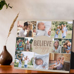 Familienfoto-Collage Glaube Zitat und 10 Bilder Fotoplatte<br><div class="desc">Foto Collage Plaque mit 10 Ihrer Lieblings-Fotos. Die Formulierung in der Mitte lautet "glaube sei glücklich" und ist in fett gedruckter Typografie und lässiger, dünner Schriftart-Schrift geschrieben. Die Fotovorlage ist für Sie ein Set, 10 Bilder hinzuzufügen, die in Landschafts-, Quadrat- und Porträtbildern dargestellt werden, um Ihnen so viel Flexibilität wie...</div>
