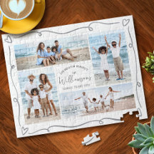 Familienfoto-Collage Grau Handgezeichnete Kritzele