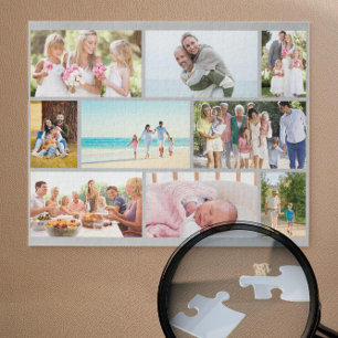 Familienfoto-Collage Graue Mauerwerksgitter indivi