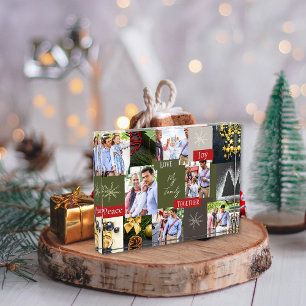 Familienfoto Collage Grid Grün und Rot Weihnachten Fotoblock