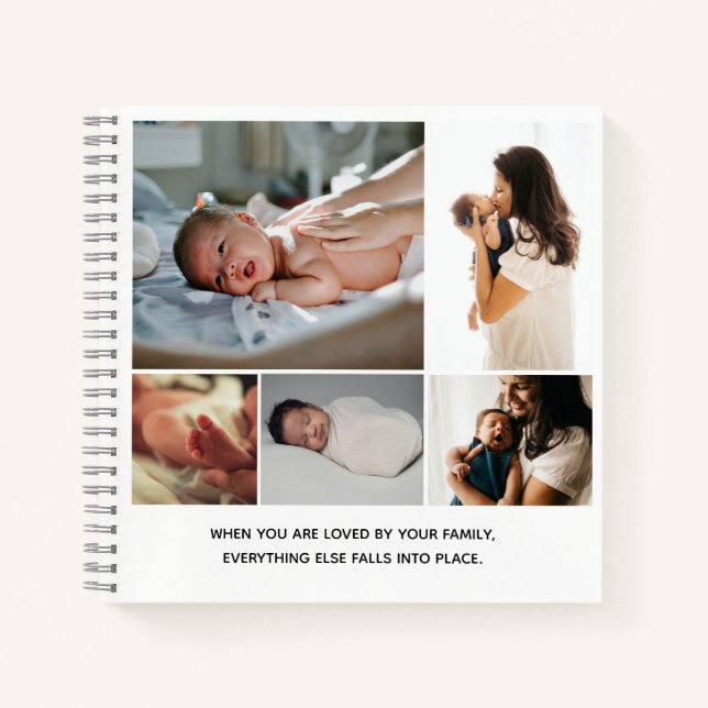 Familienfoto Collage Happy New Year Notebook Notizbuch (Vorderseite)