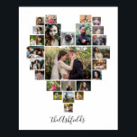 Familienfoto Collage Herz 25 Bilder Name Weiß Poster<br><div class="desc">Zeigen Sie Ihre Erinnerungen oder Hochzeitsfotos mit diesem wunderschönen, weiße, Foto Collage Wand Poster in Form eines Herzens. Dieses niedliche Design bietet Platz für 25 Fotografien: 14 horizontale, 2 vertikale und 9 Instagram-artige Quadrate. Ihre Fotos passen sich automatisch an die Herzform an (z.B.: Wenn Sie ein quadratisches Foto statt horizontal...</div>
