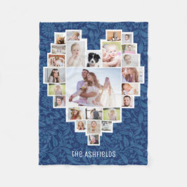 Familienfoto Collage Herzfloralblau 25 Bildname Fleecedecke