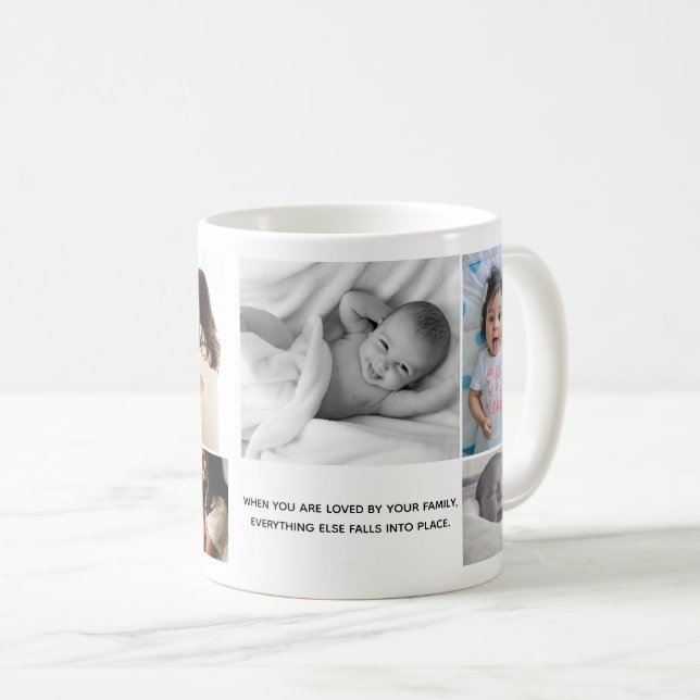 Familienfoto-Collage Inspiriere Nachricht für sie Kaffeetasse (VorderseiteRechts)