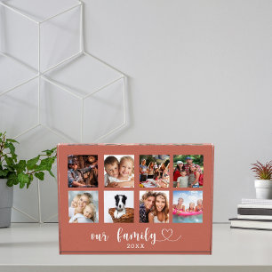 Familienfoto-Collage Liebesherz-Schrift Terrakotta Fotoblock