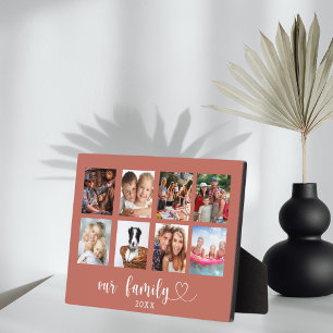 Familienfoto-Collage Liebesherzschrift Terrakotta Fotoplatte