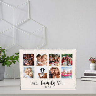 Familienfoto-Collage Liebesschrift beige creme Fotoblock