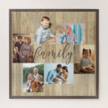 Familienfoto Collage Light Woodgrain<br><div class="desc">Foto-Kollektion mit 6 Ihrer Lieblings-Fotos, Kalligraphie und hellen Holzkörnern-Look Rahmen. Die Fotovorlage steht Ihnen zum Hinzufügen Ihrer Fotos zur Verfügung, die in Landschafts- und Porträtformaten angezeigt werden. Die Hintergrundfarbe und das Wort "Familie" sind braun und Sie können dies bearbeiten, um Ihre Wohngestaltung zu Anzug - klicken Sie einfach auf "Weiter"...</div>