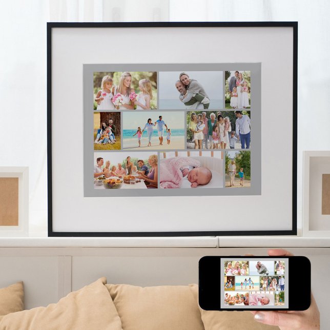 Familienfoto Collage Mauerwerk Grau Poster (Von Creator hochgeladen)