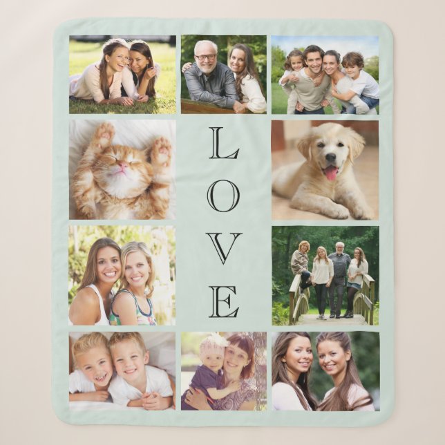 Familienfoto-Collage Minze Sherpadecke (Vorderseite)