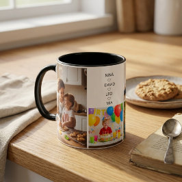 Familienfoto-Collage mit individuellem Namen Tasse